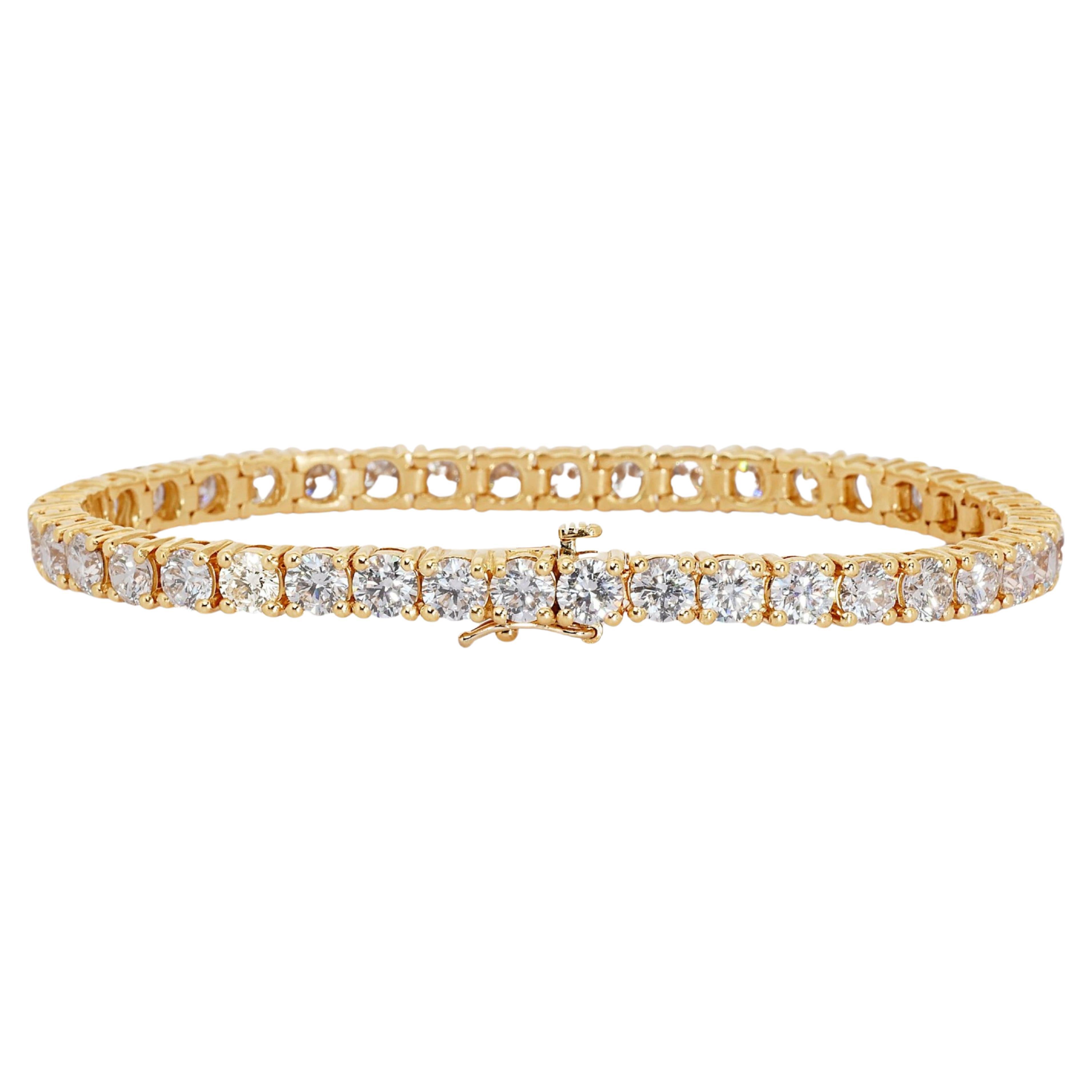 Ravishing 18k Yellow Gold Bracelet w/ 12 ct Natural Diamond IGI Certificate For Sale