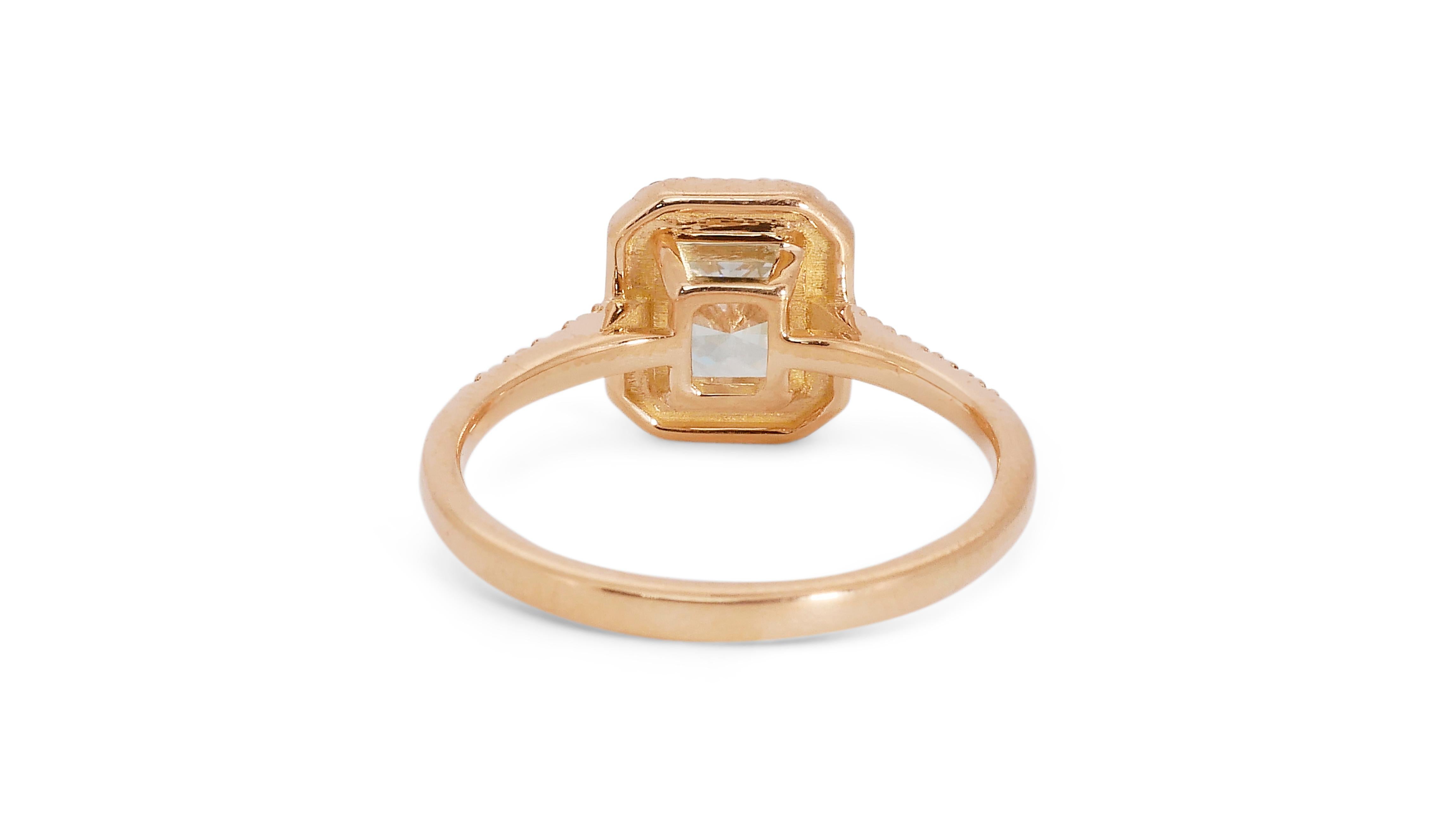Ravishing 18k Yellow Gold Halo Ring w/ 1.22ct Natural Diamonds IGI Certificate 3