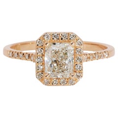 Ravishing 18k Yellow Gold Halo Ring w/ 1.22ct Natural Diamonds IGI Certificate