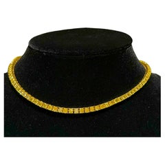  Ravishing 30.02 Carat Fancy Intense Yellow Diamond 18k Gold Line Necklace
