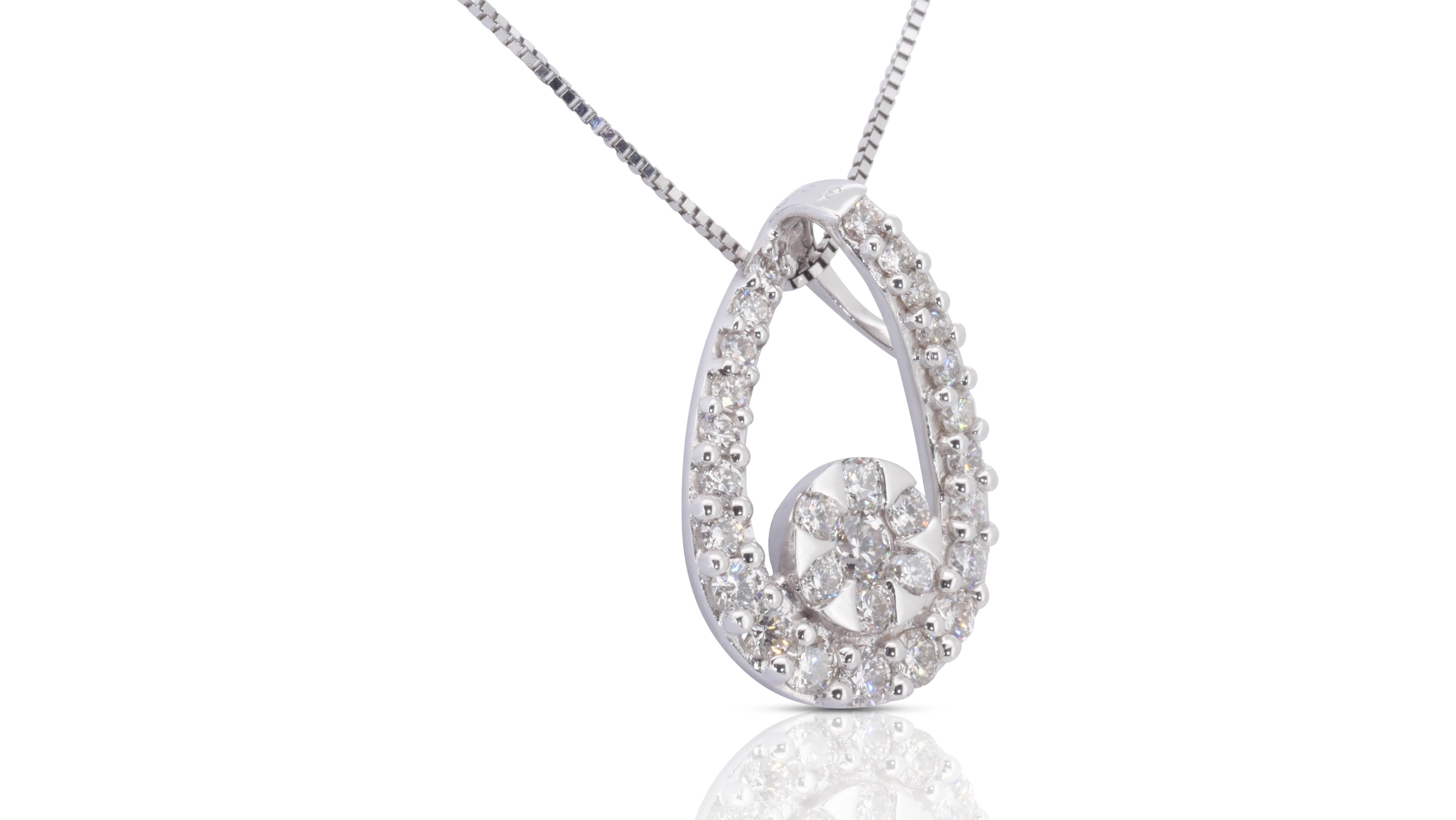 Women's Ravishing 9k White Gold Pendant 1.03 Carat Natural Diamonds For Sale