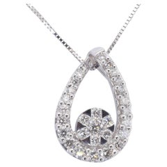 Ravishing 9k White Gold Pendant 1.03 Carat Natural Diamonds