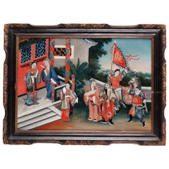Ravishing "Court Scene" 'Chinese Reverse Painting on Glass'