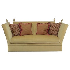 Ravishing Silk Velvet Knole Style Sofa with Gold Acorn Finials