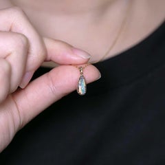 Raw Australian Boulder Opal Pendant Necklace 14K Yellow Gold