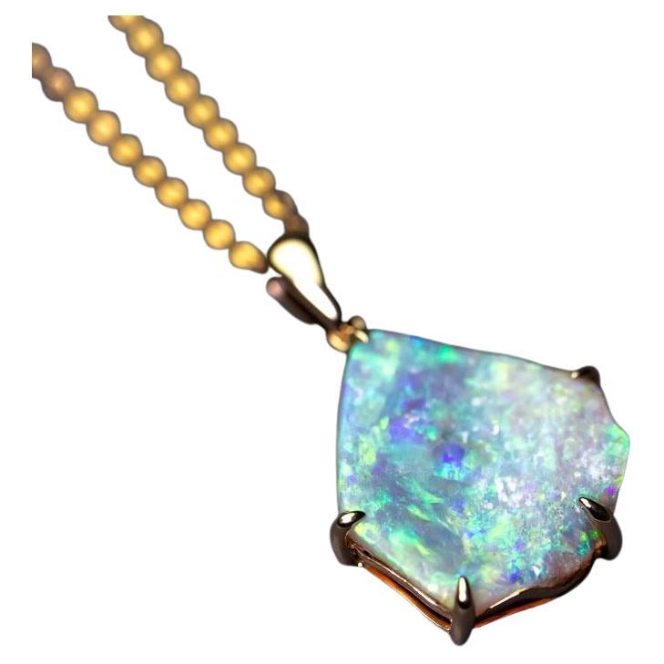 Collana con ciondolo in opale massiccio australiano grezzo in oro giallo 14K