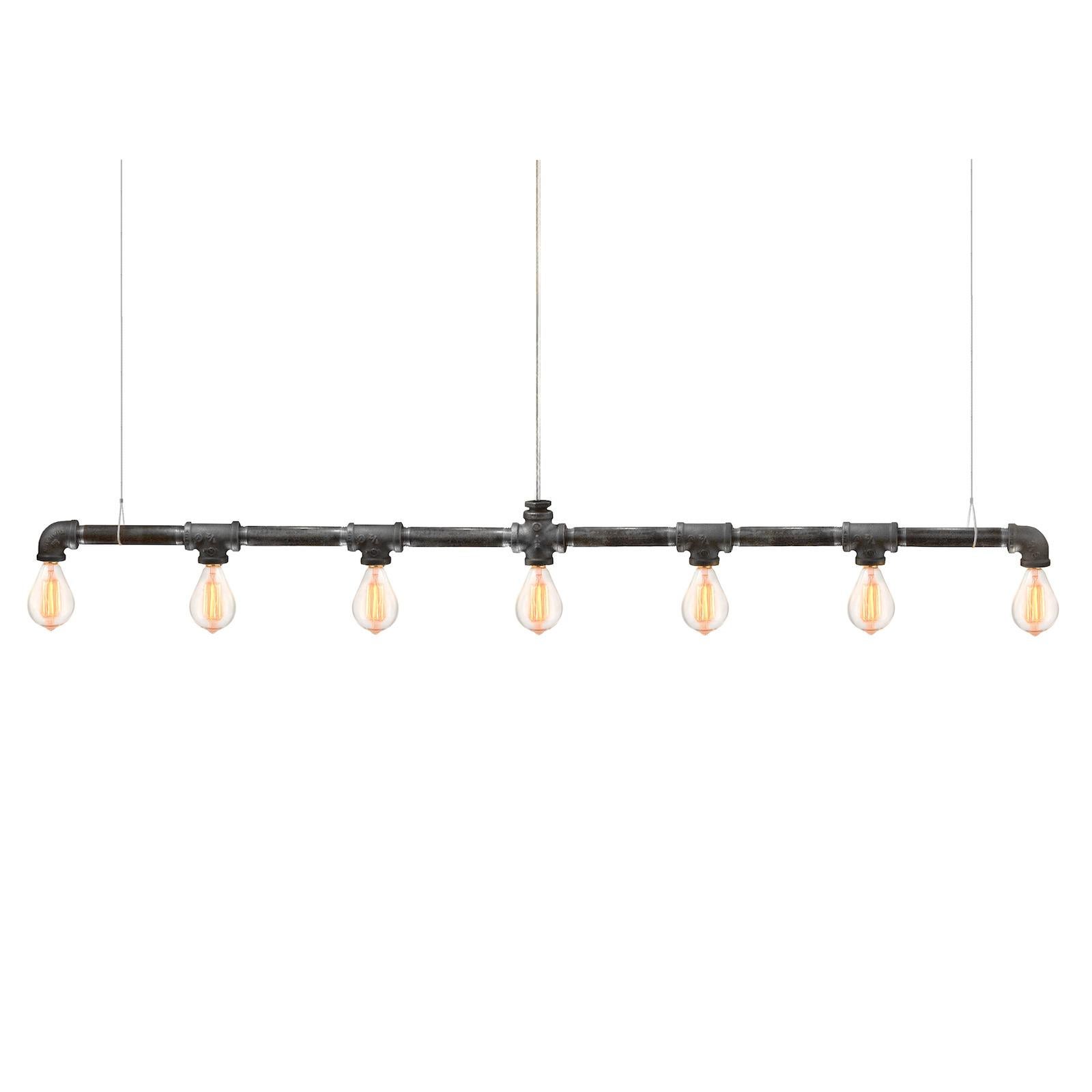 Raw Bar Linear Suspension 42 by Michael McHale
Dimensions: D 4 x W 107 x H 15.5 cm.
Materials: steel, optically-pure gem-cut crystal.

7 x candelabra base CA7 bulb, either incandescent or LED.

All our lamps can be wired according to each