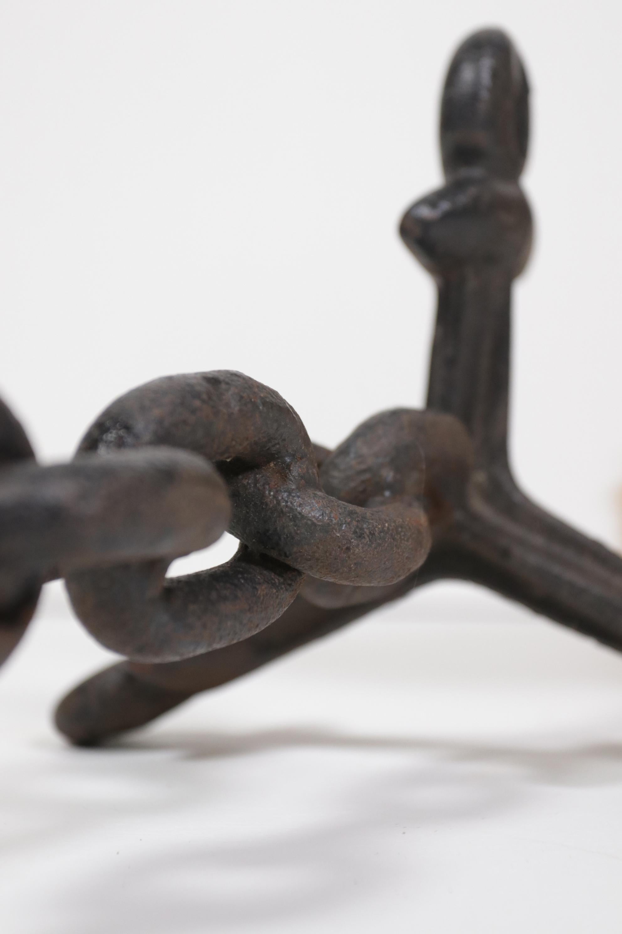 Raw Brutalist Chain Candlestick Mid Century Design Free Shipping For Sale 1