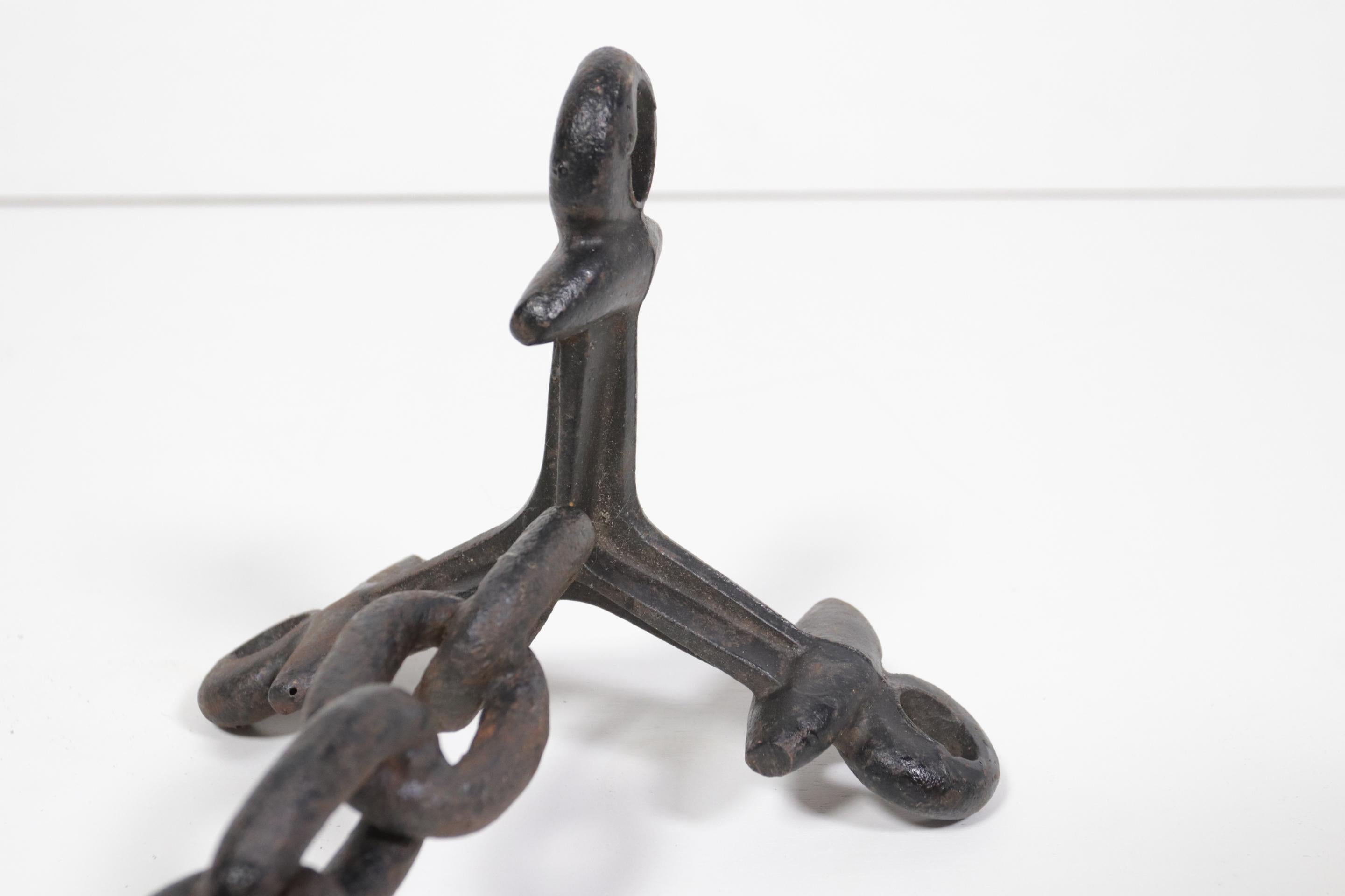 Raw Brutalist Chain Candlestick Mid Century Design Free Shipping For Sale 2