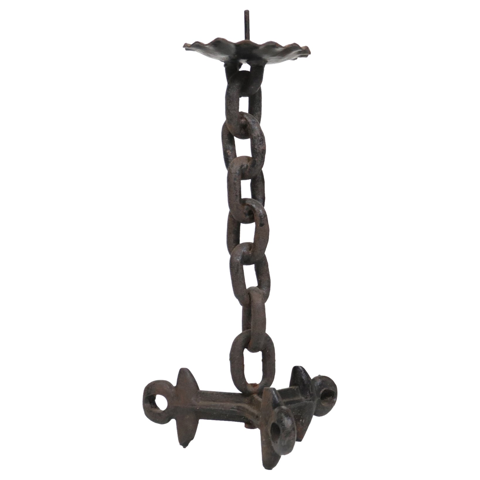 Raw Brutalist Chain Candlestick Mid Century Design Free Shipping
