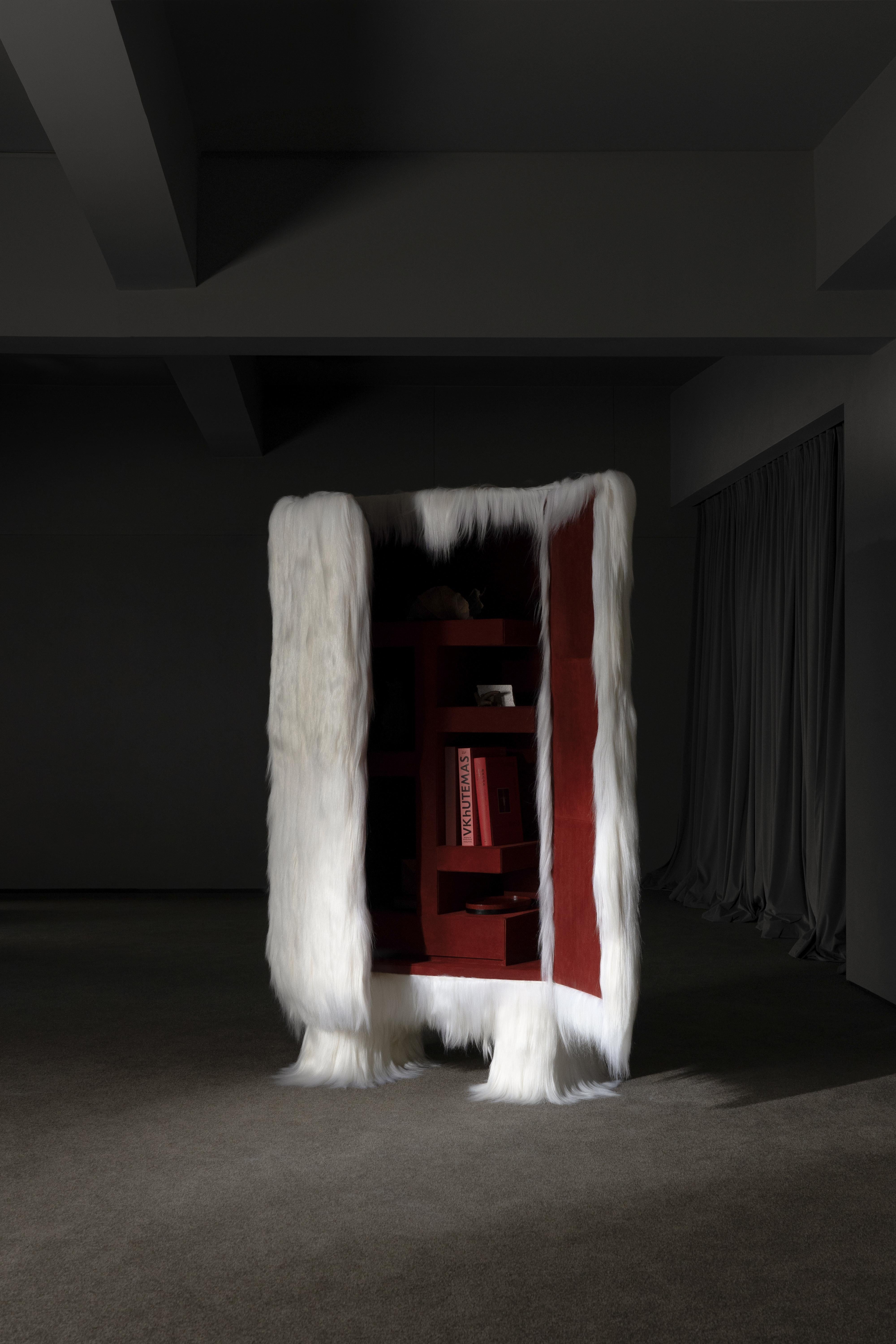 Goatskin Raw Cabinet by Atelier V&F For Sale