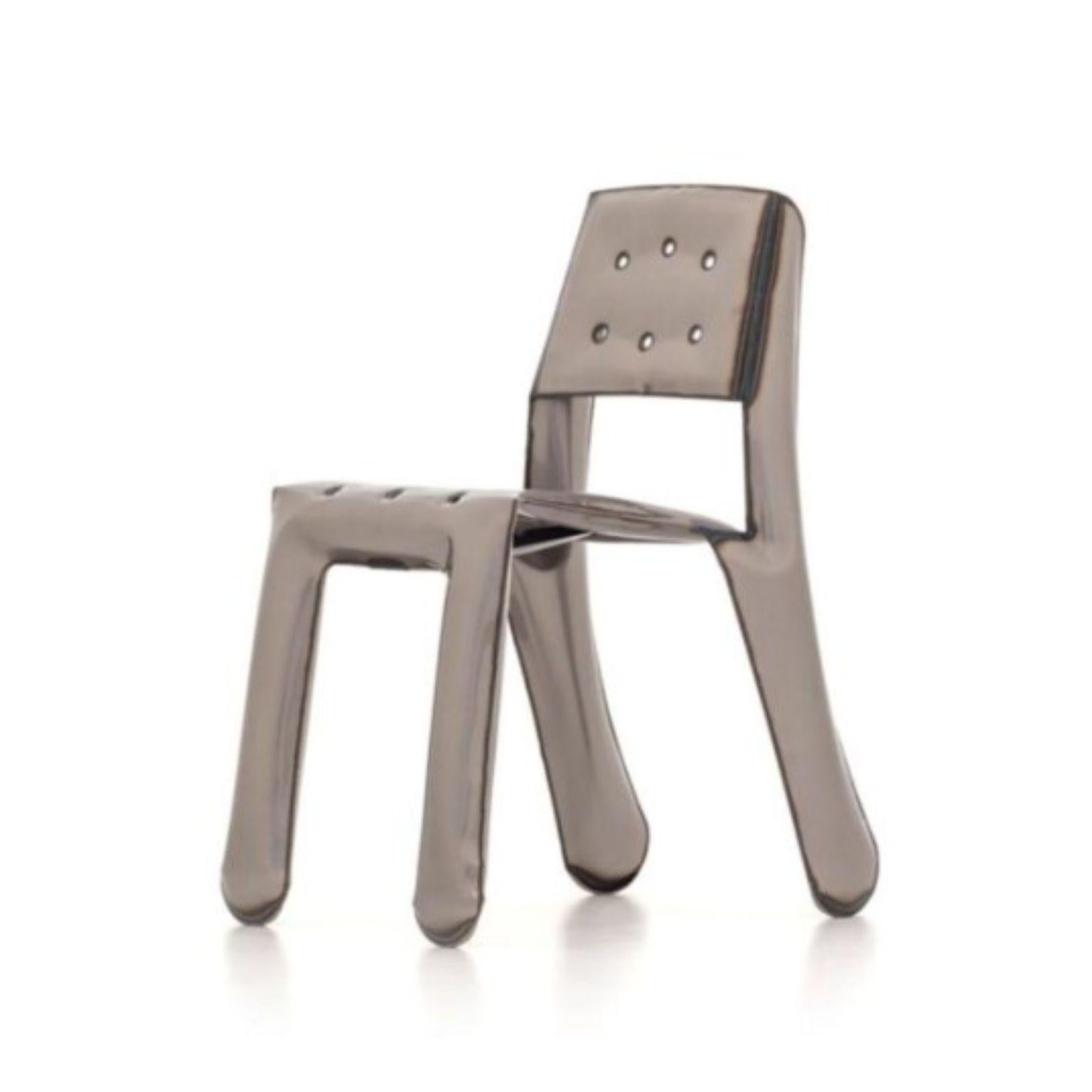 Raw carbon steel Chippensteel 0.5 sculptural chair by Zieta
Dimensions: D 58 x W 46 x H 80 cm 
Material: Carbon steel. 
Finish: Lacquered.
Also available in colors: White matt, beige, black, blue-gray, graphite, moss-gray, and,