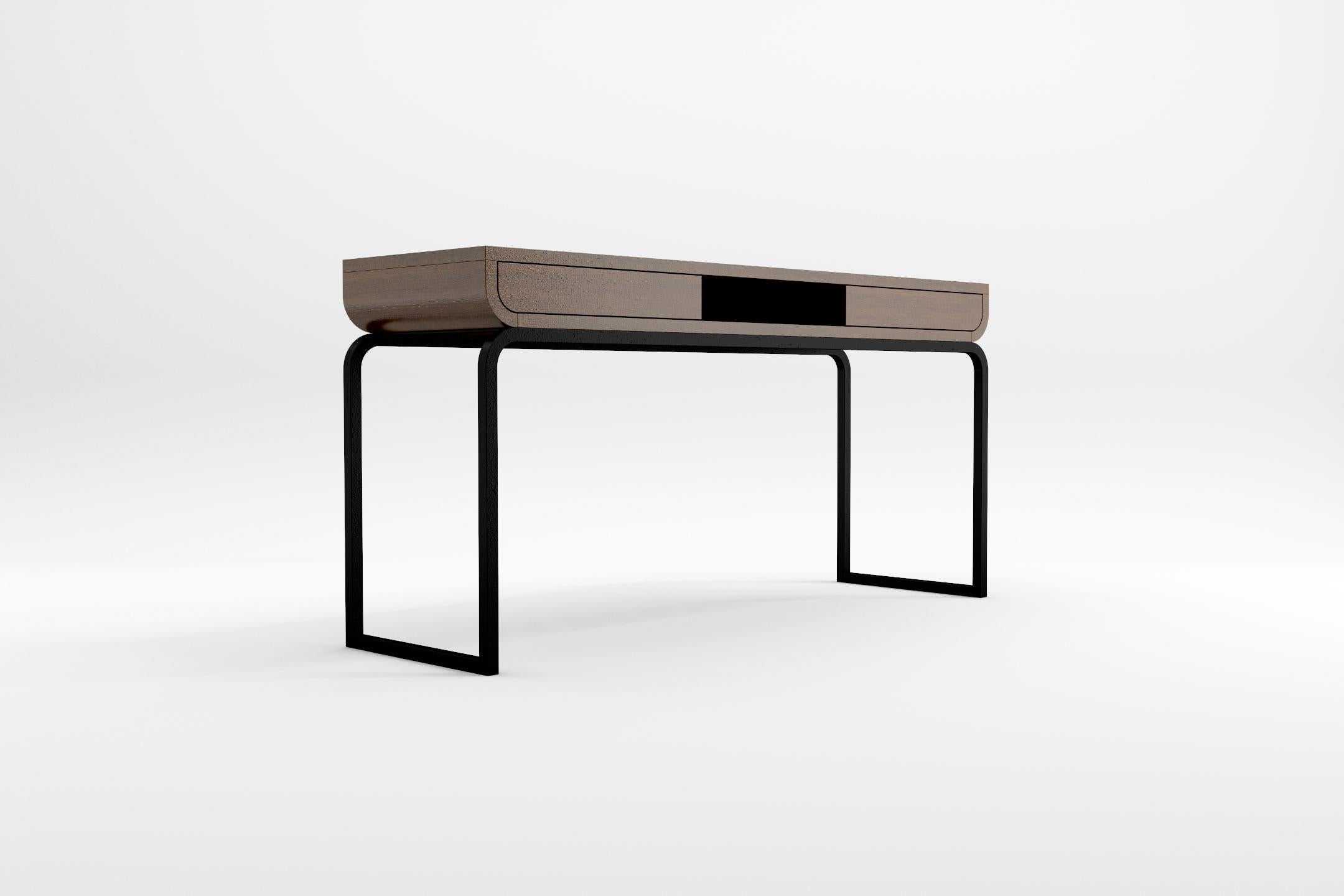 Intertwining wood and wrought iron, the sculptural lines of the Raw collection combine exquisite natural materials with modern Scandinavian shapes to create a breathtaking and unique design. The console comprises a set of two drawers with push-open