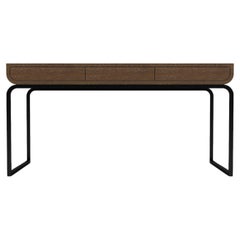 Raw Desk - Modern Desk in Natural Wenge with Wrought Iron Base