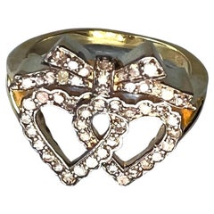 Double Heart Ring Diamond Victorian Style