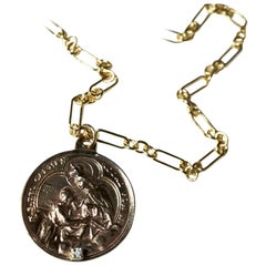 Diamond Virgin Mary Medal Coin Pendant Chain Necklace J Dauphin