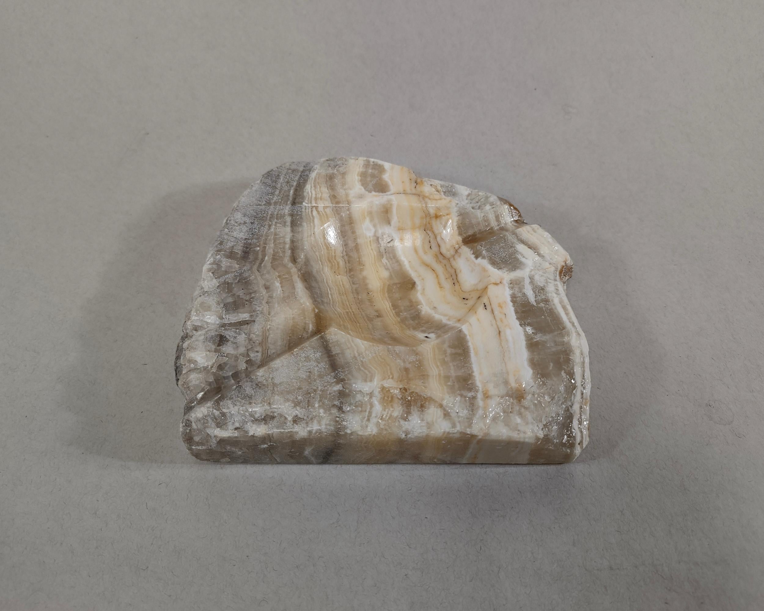 Mid-Century Modern Raw Edge Stone Zebra Calcite Ashtray For Sale