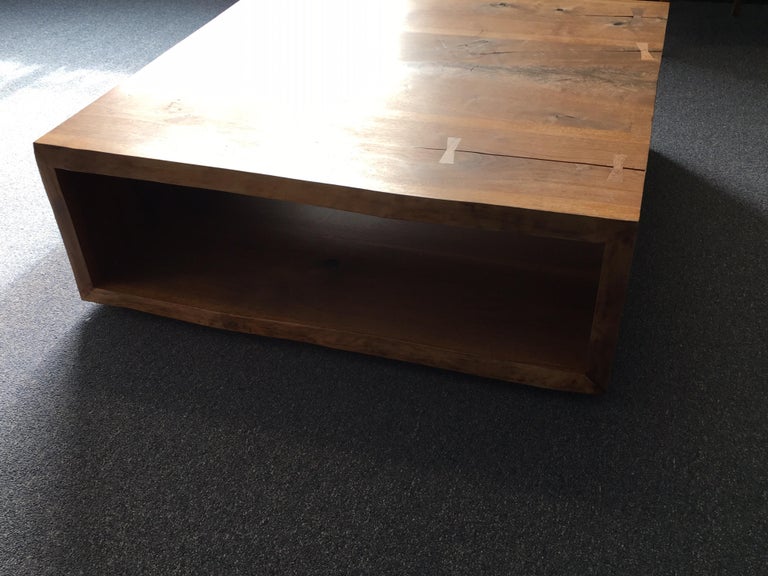 Raw Edge Wood Slab Square Coffee Table For Sale at 1stDibs