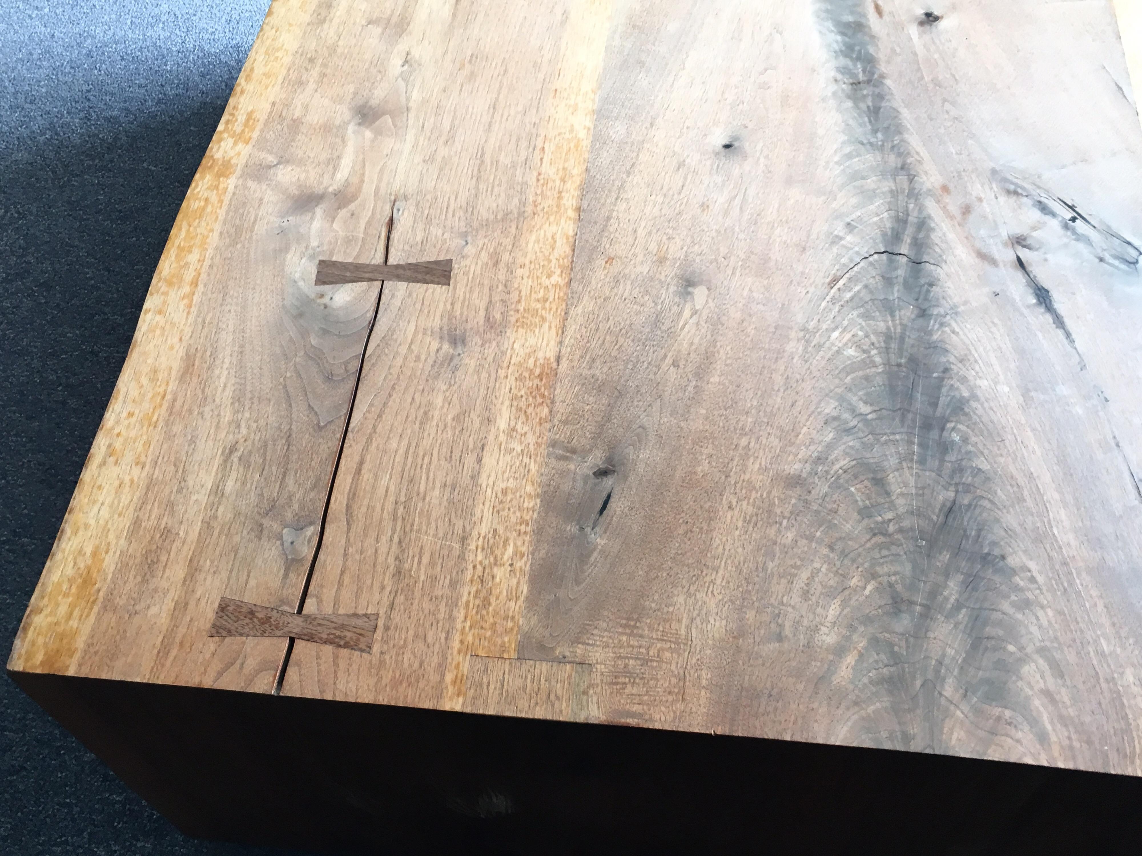 20th Century Raw Edge Wood Slab Square Coffee Table
