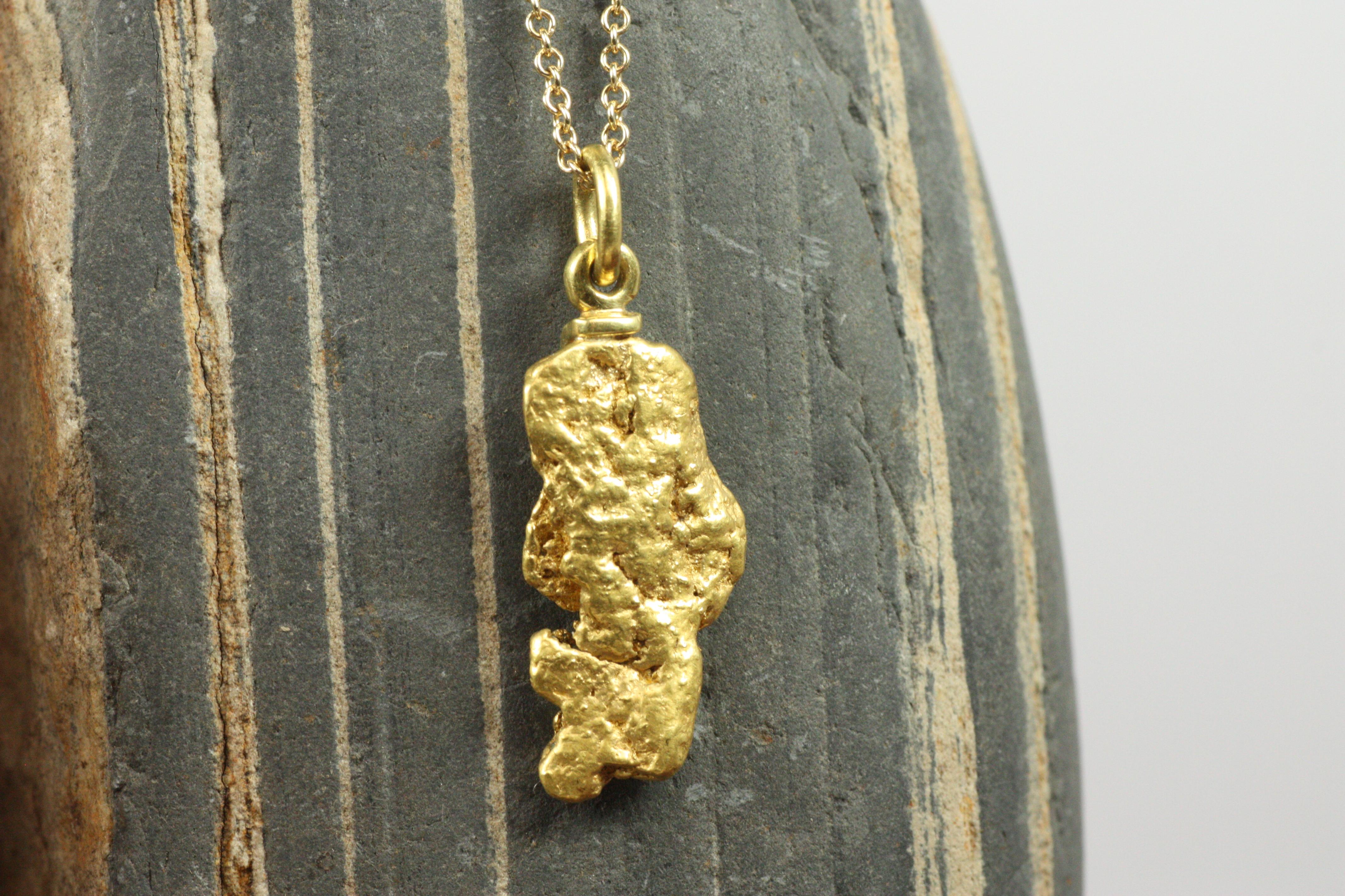 Artisan Raw Gold Nugget Charm Pendant – 20K California Gold For Sale
