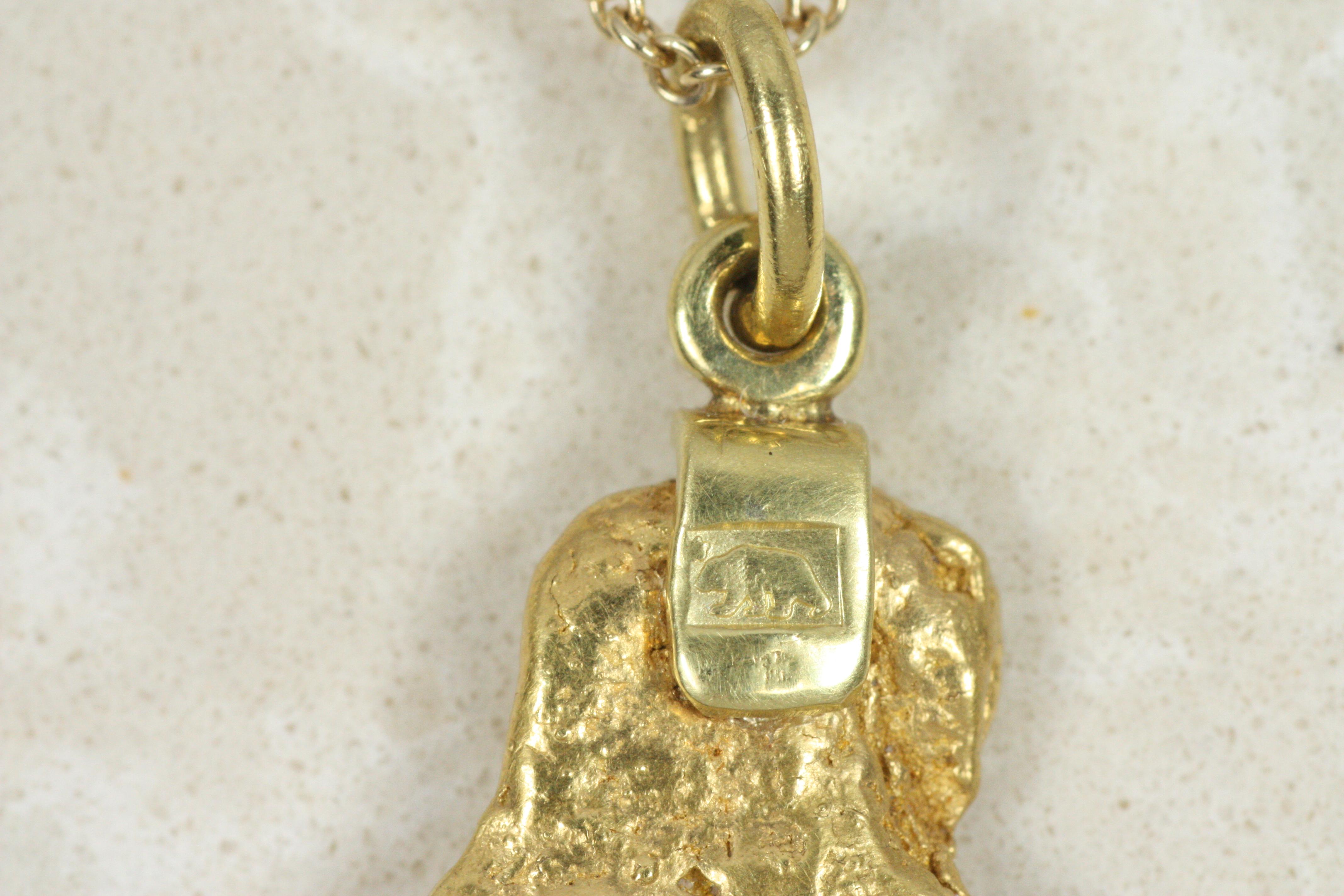 Women's or Men's Raw Gold Nugget Charm Pendant – 20K California Gold For Sale