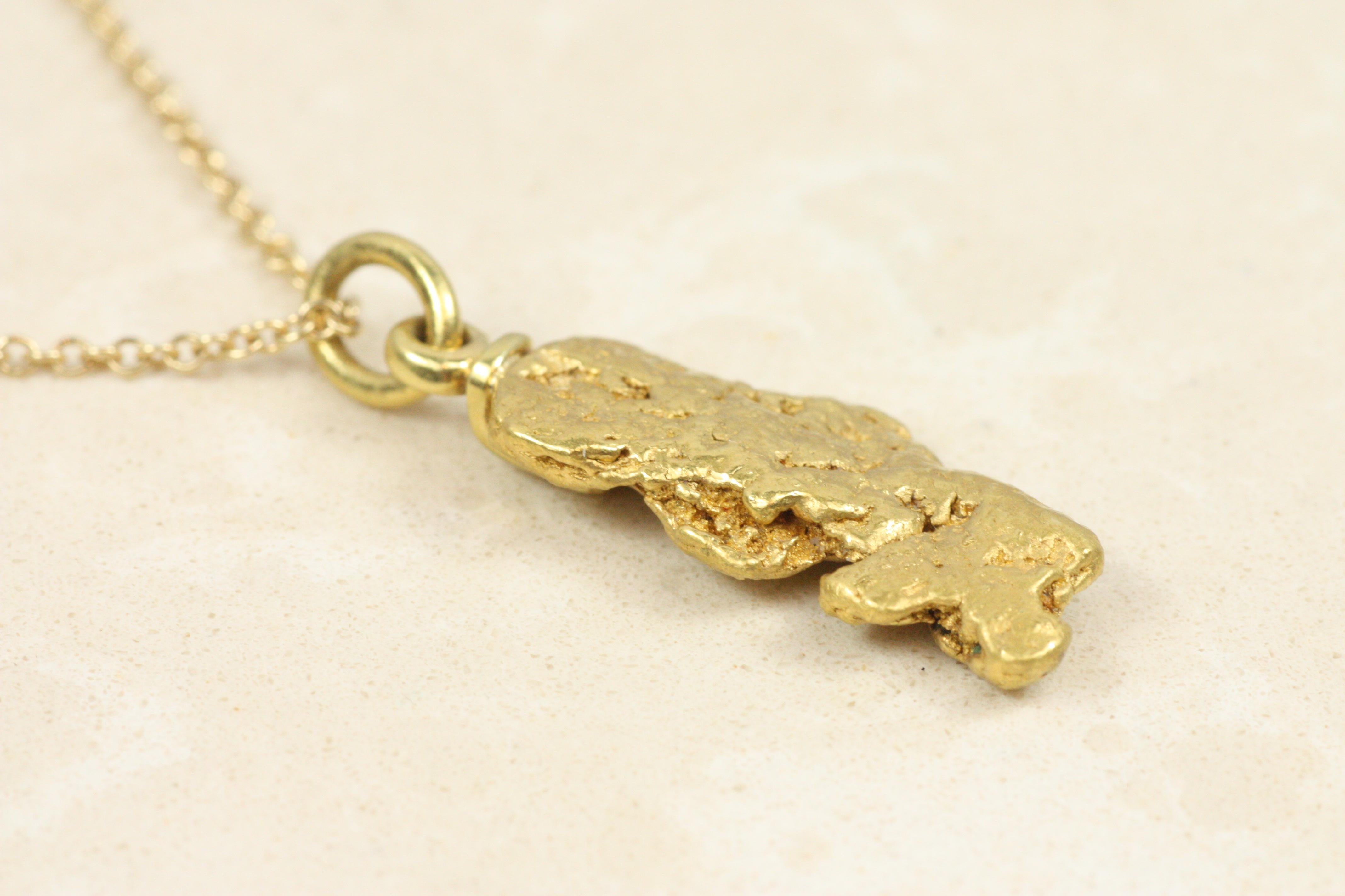 Raw Gold Nugget Charm Pendant – 20K California Gold For Sale 2