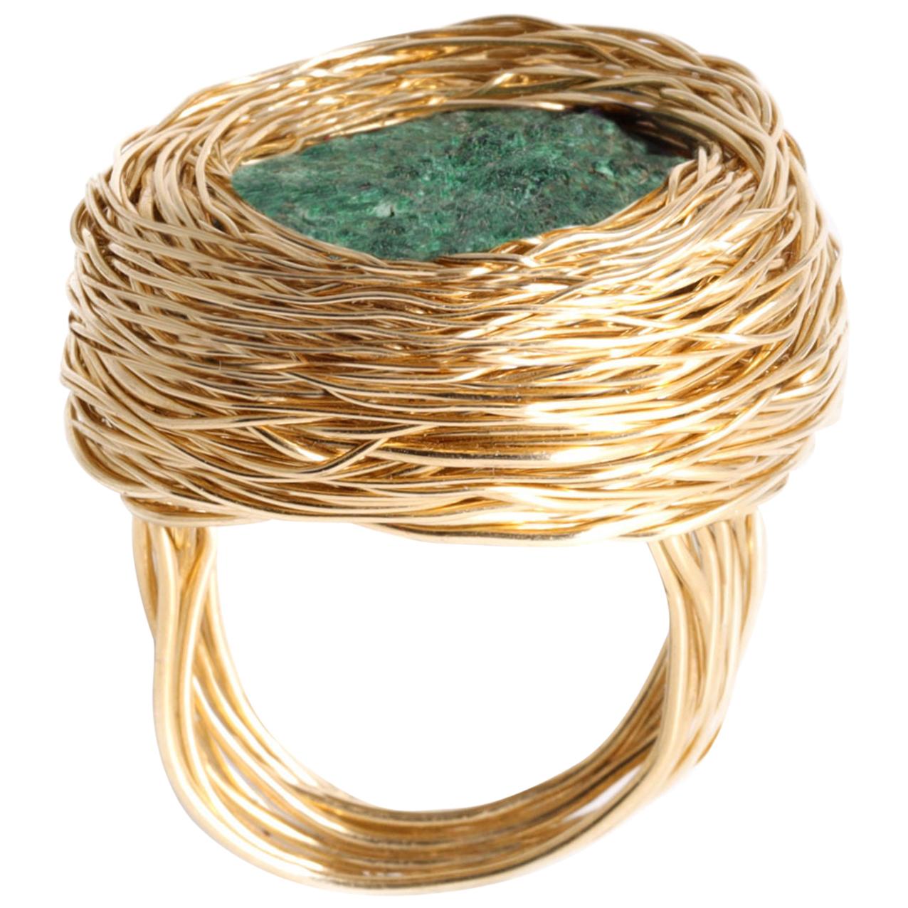 Faceted Vibrant Citrine in Yellow Gold Cocktail Statement Ring by Sheila Westera at 1stDibs