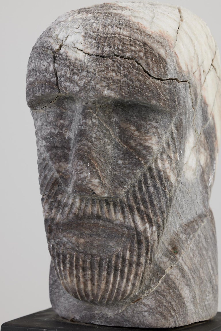 Raw Marble Figurative Sculpture with Stone Base For Sale at 1stDibs