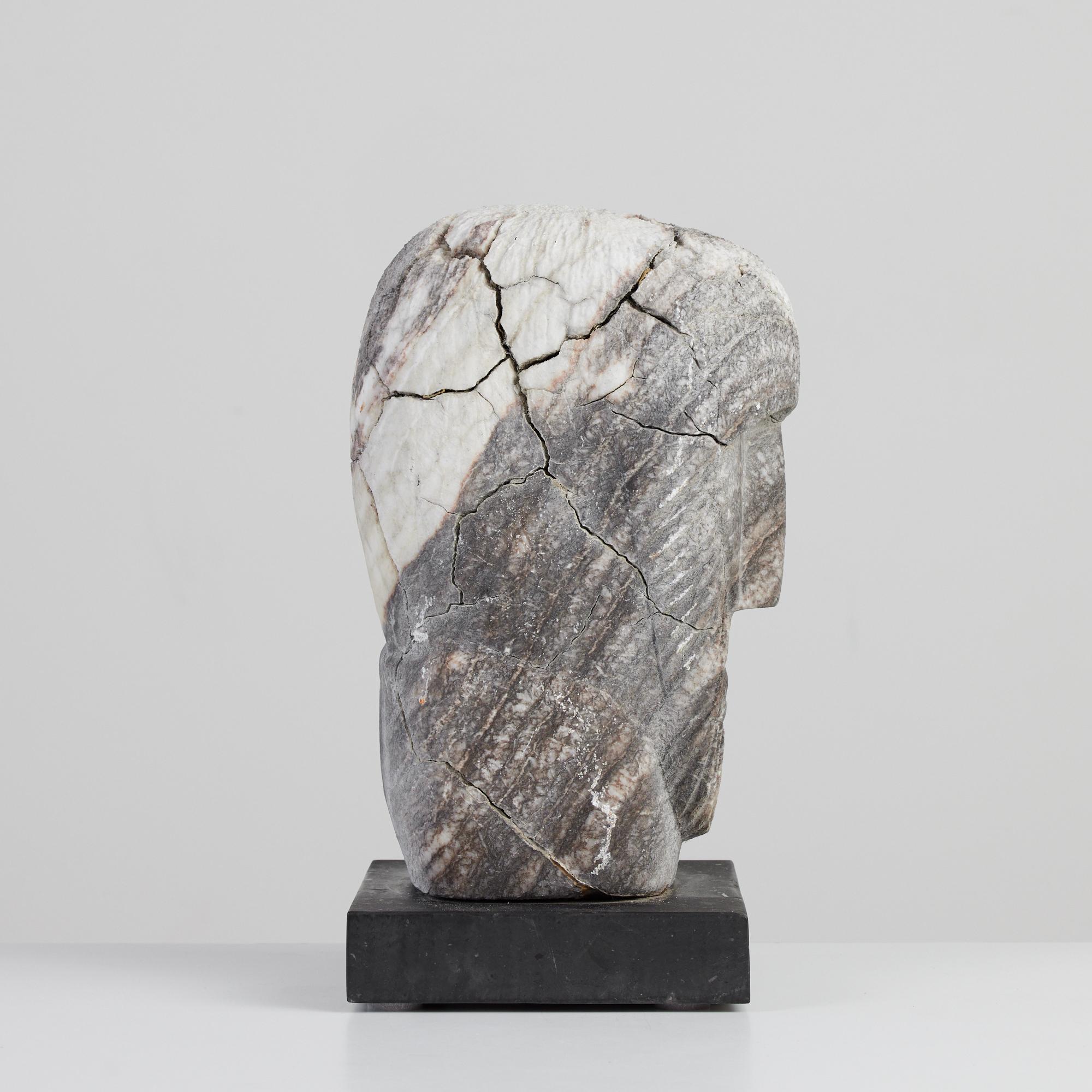 Raw Marble Figurative Sculpture with Stone Base 1