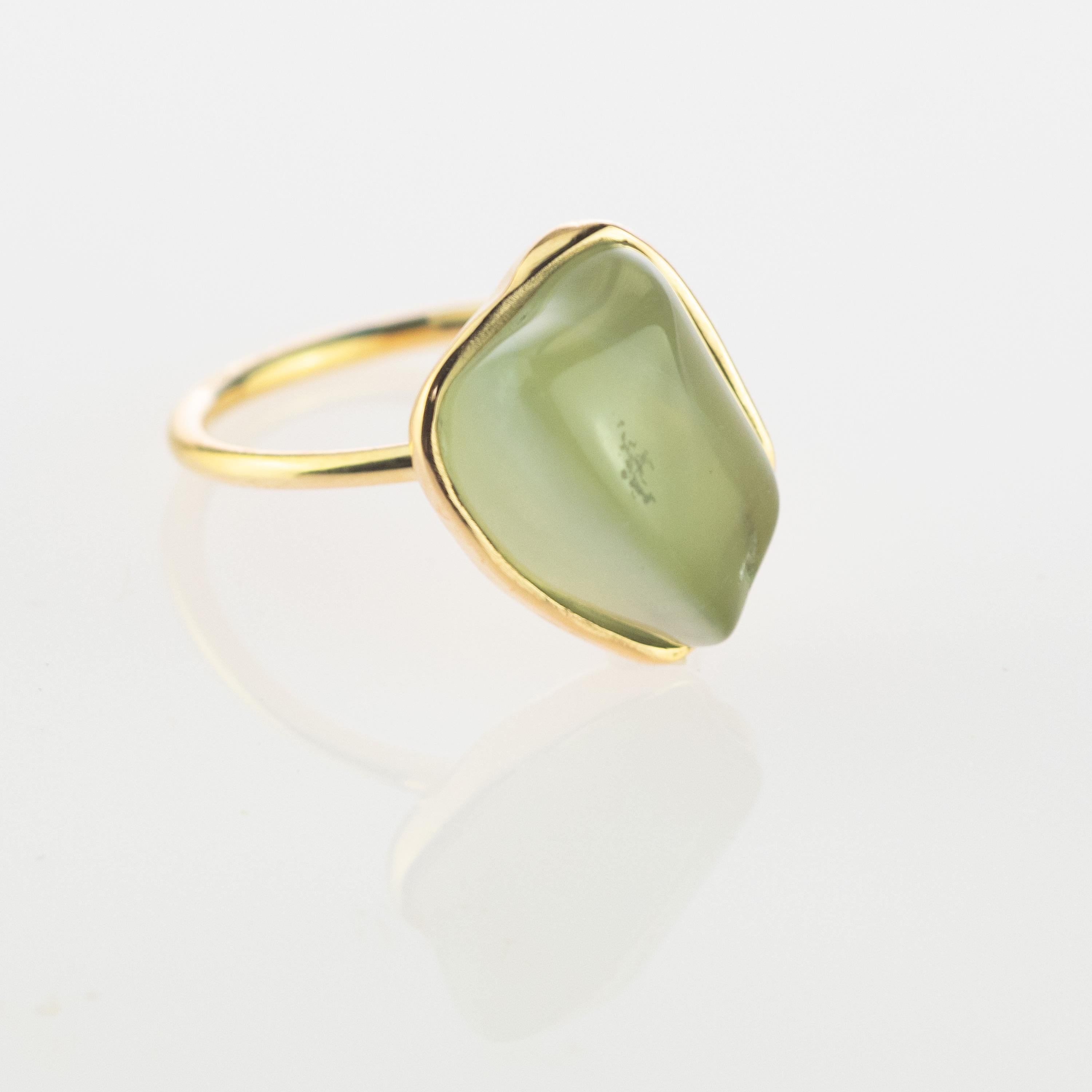 Aguamarina natural en bruto Anillo de cóctel artesanal de oro blanco de 18 quilates Intini Jewels en venta 3