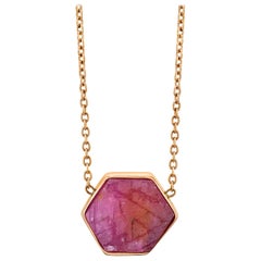 Raw Natural Ruby I Bezel Set Chain Necklace 18k Rose Gold