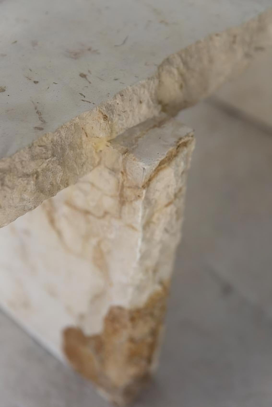 Calcaire Raw Natural Stone Contemporary Art furniture Beige lime stone Dining Chair en vente
