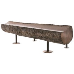 Raw Oak Bench with Bark