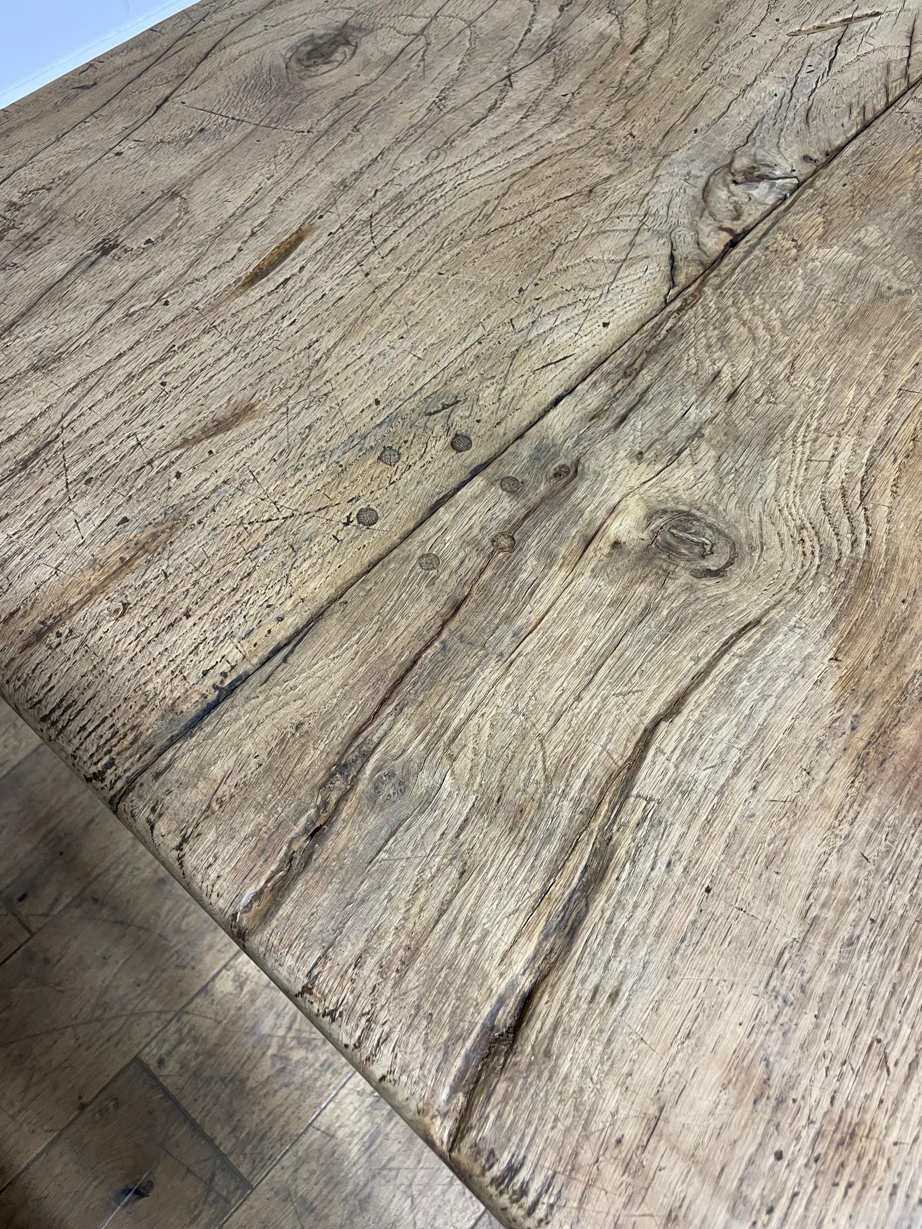 Raw oak refectory table 6-8 seater 5