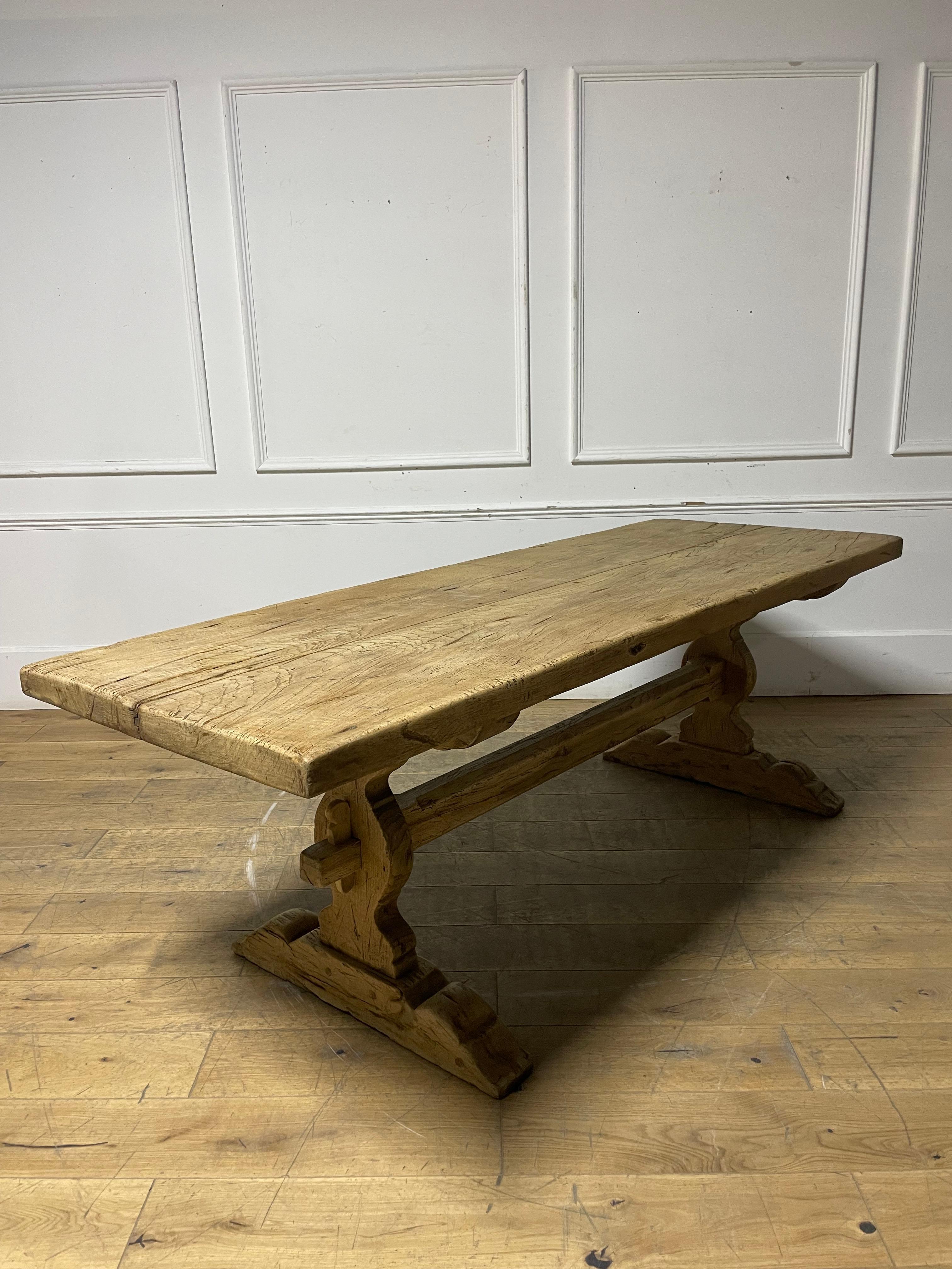 Raw oak refectory table 6-8 seater 7