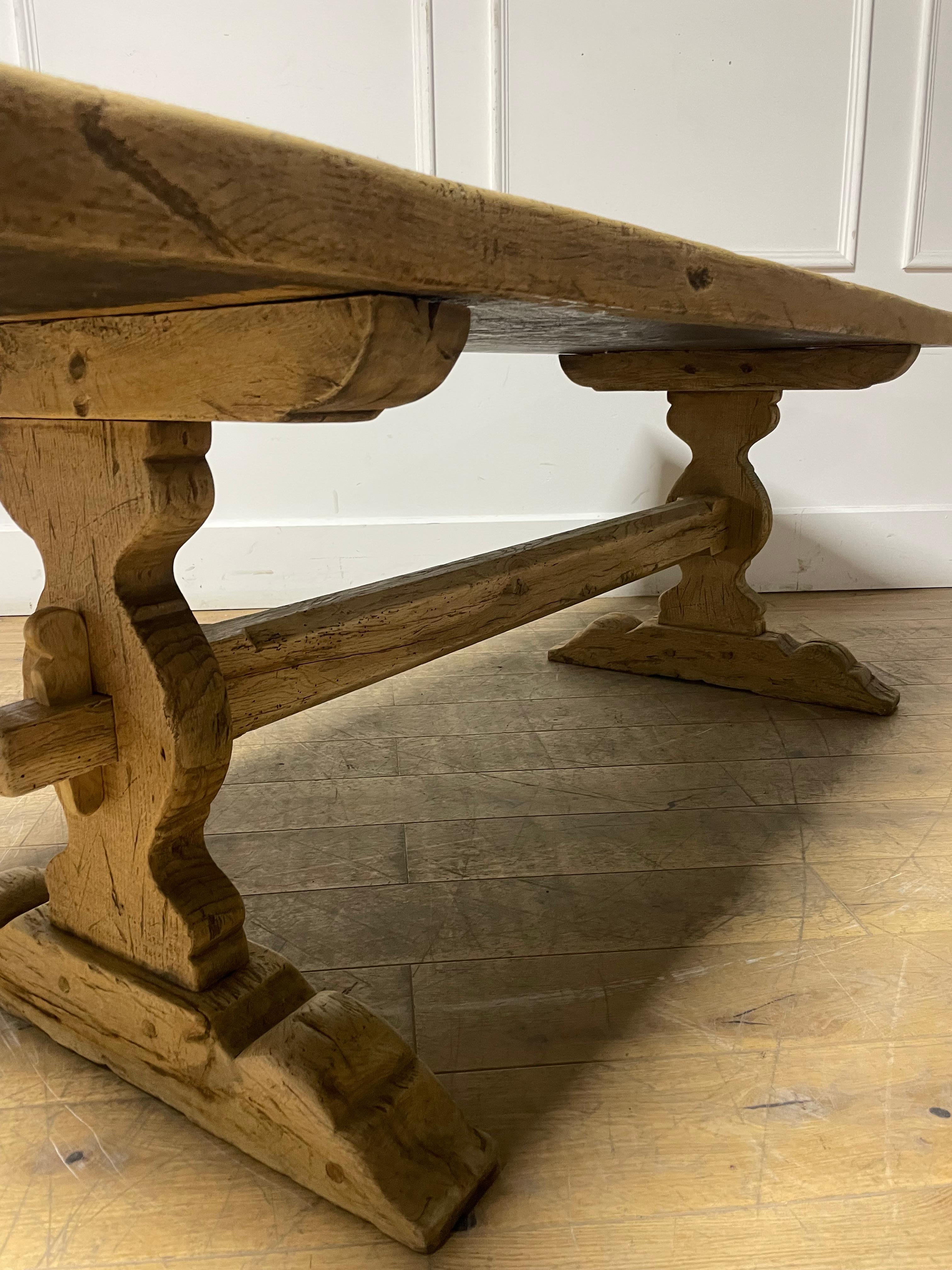 Raw oak refectory table 6-8 seater 9