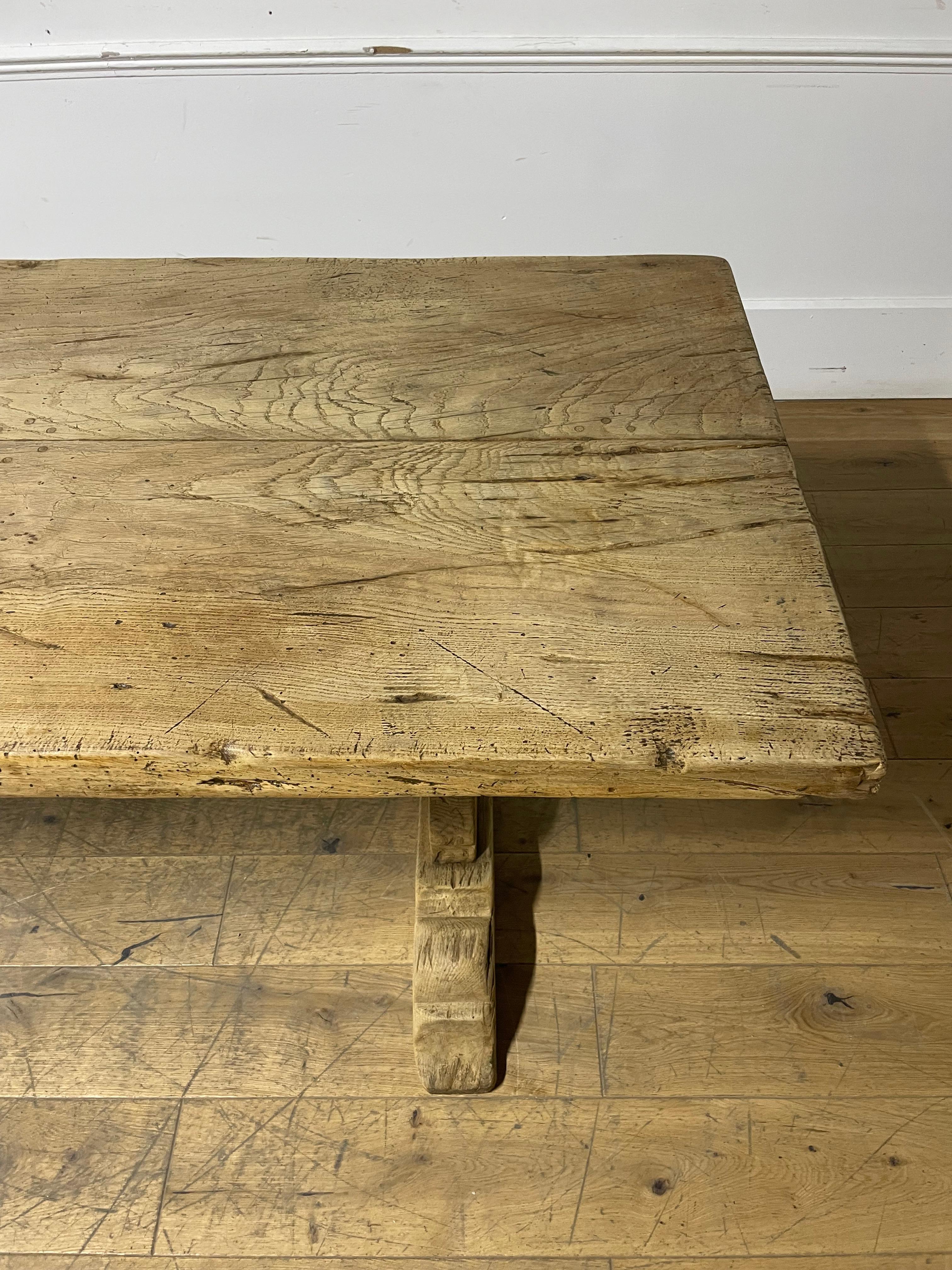Late 19th Century Raw oak refectory table 6-8 seater