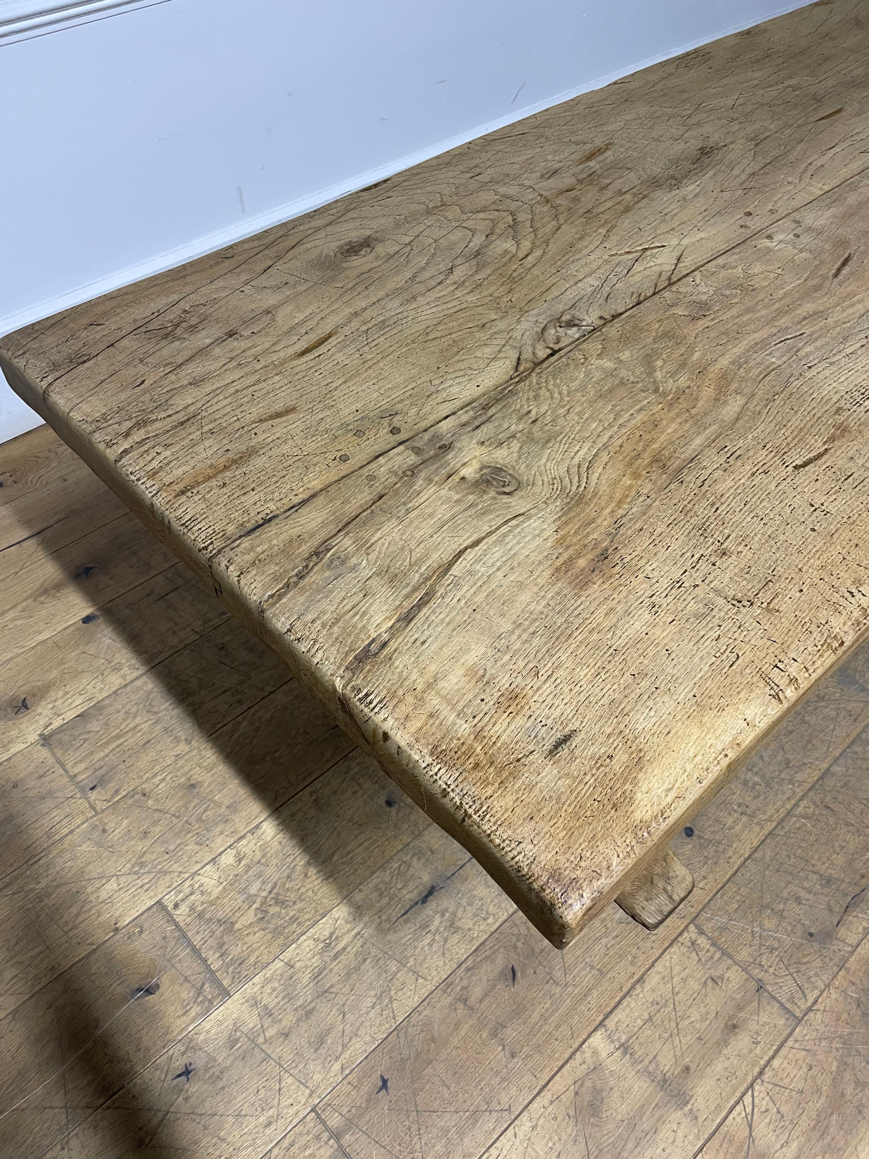 Raw oak refectory table 6-8 seater 4