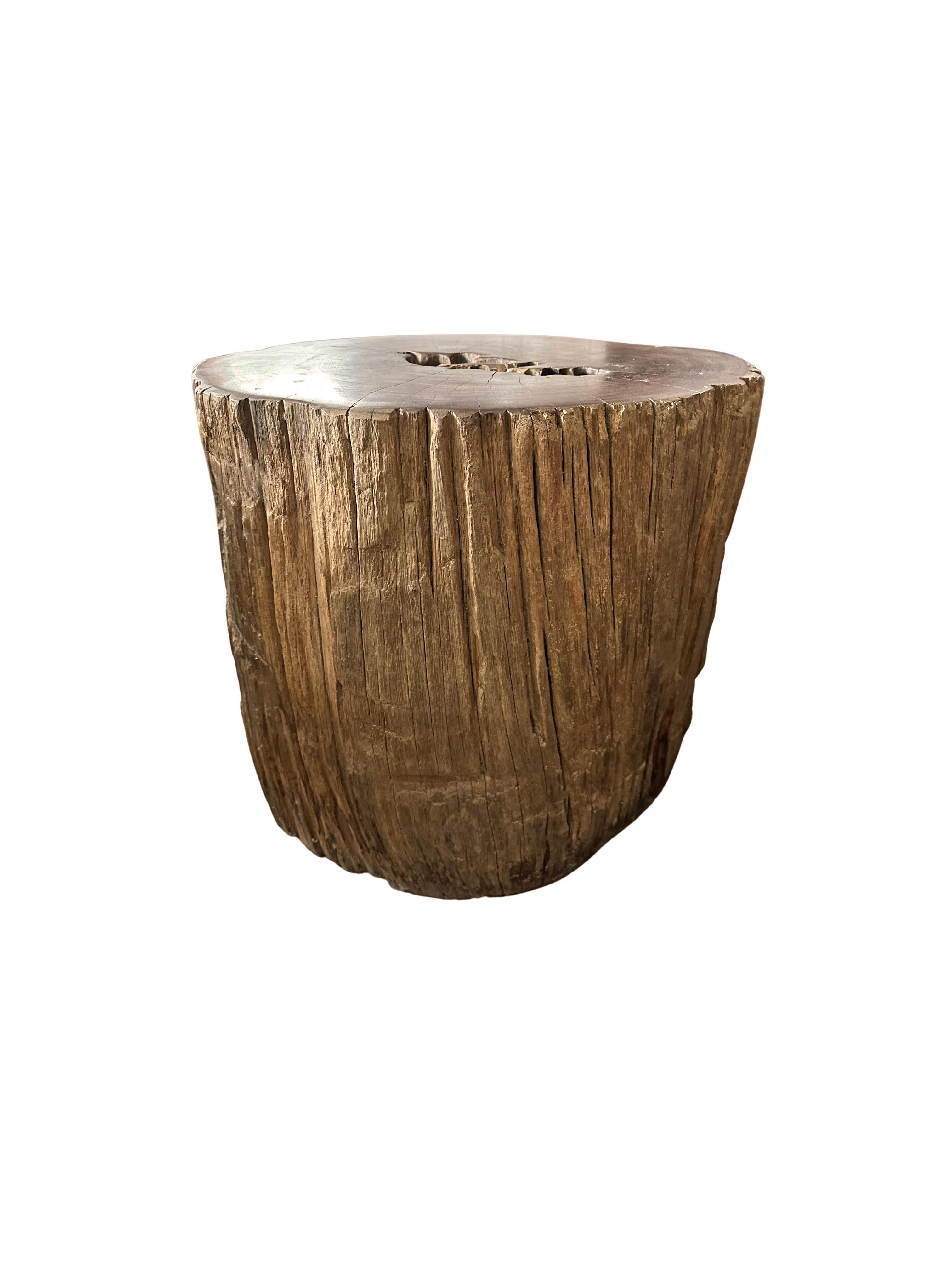 Contemporary Raw Organic Solid Iron Wood Side Table