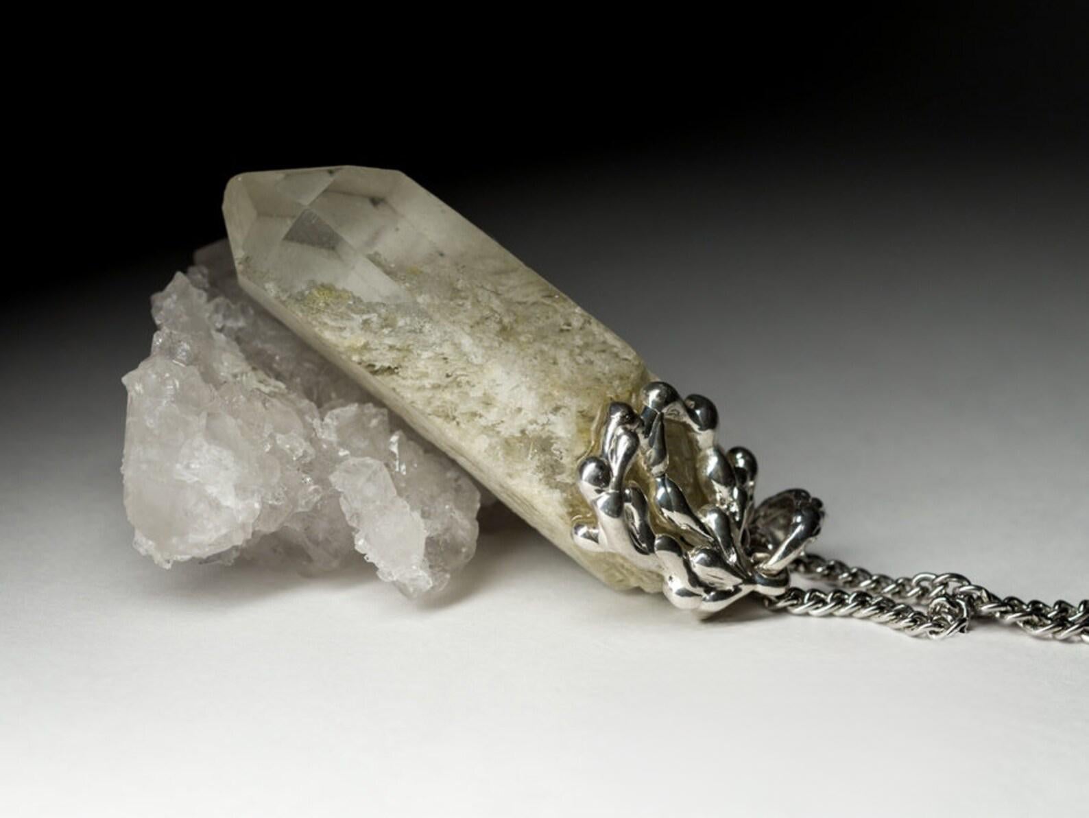 Raw Rock Crystal necklace natural gemstone Healing Jewelry gift for her idea For Sale 5