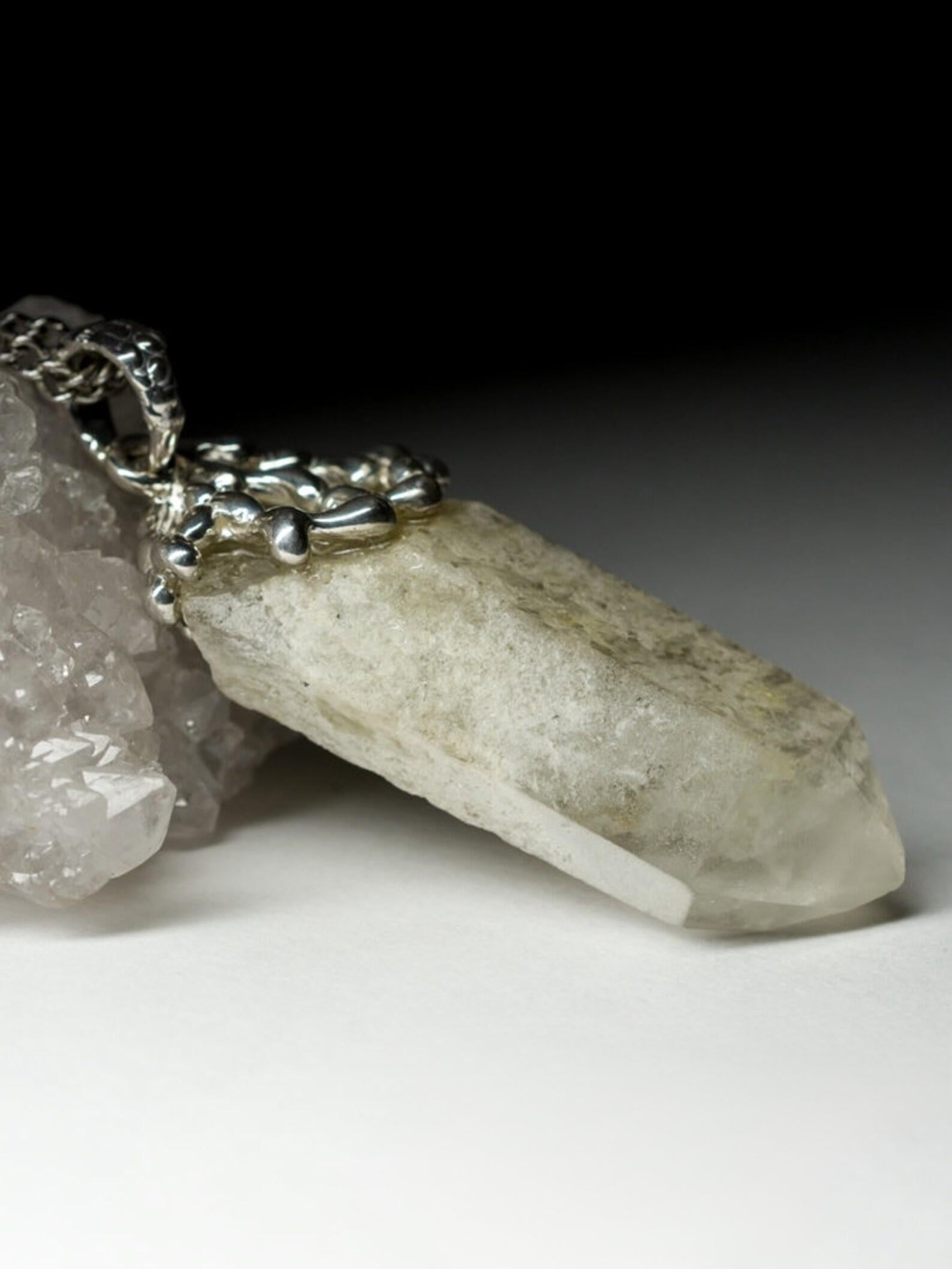 Mixed Cut Raw Rock Crystal necklace natural gemstone Healing Jewelry gift for her idea For Sale