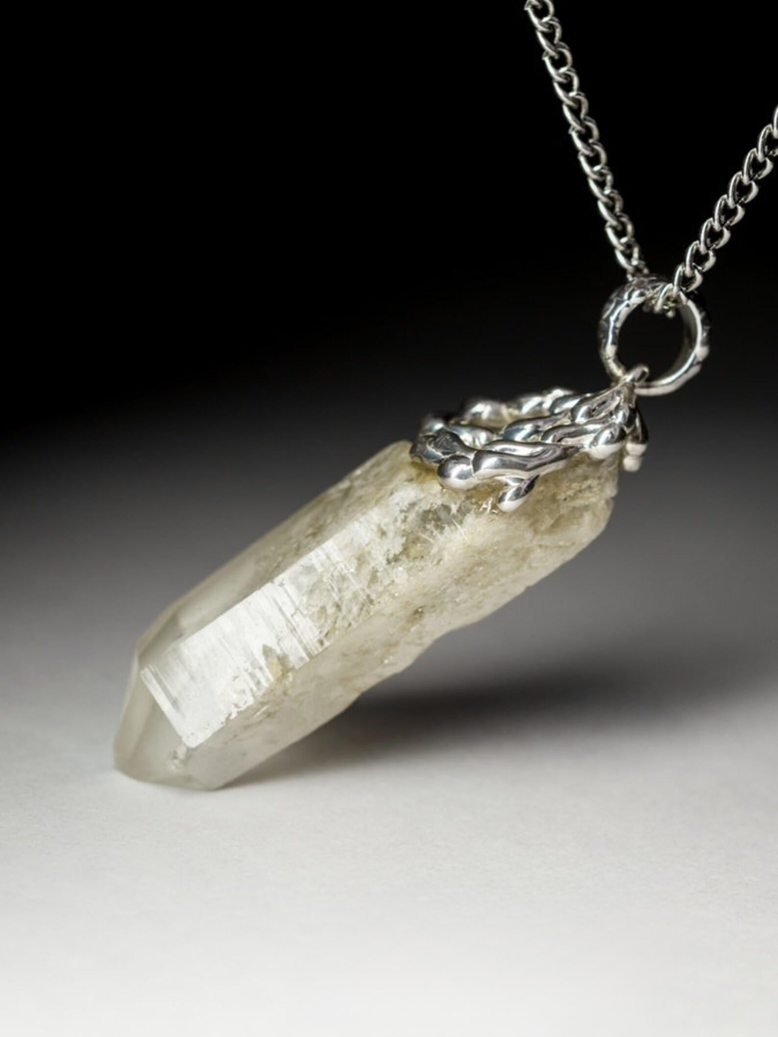 Women's or Men's Raw Rock Crystal necklace natural gemstone Healing Jewelry gift for her idea For Sale