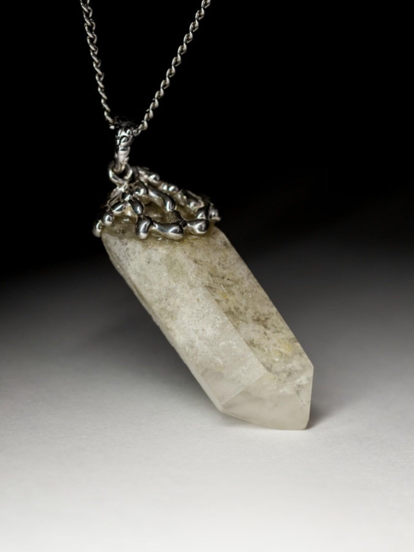 Raw Rock Crystal necklace natural gemstone Healing Jewelry gift for her idea For Sale 1