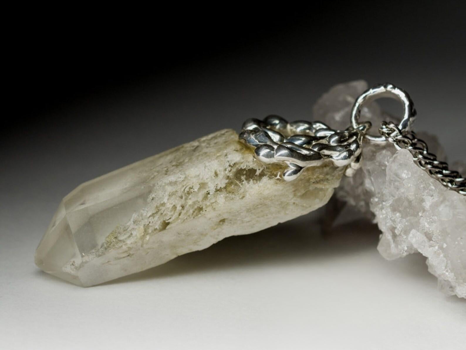Raw Rock Crystal necklace natural gemstone Healing Jewelry gift for her idea For Sale 2
