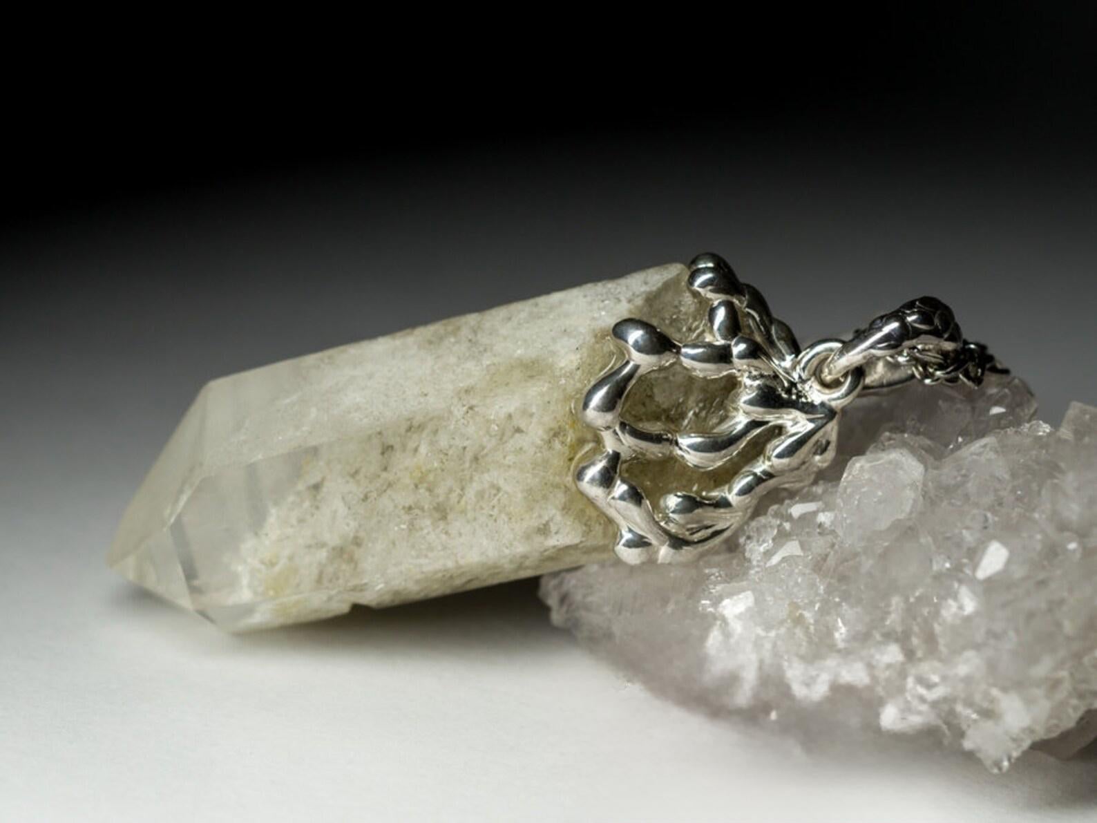 Raw Rock Crystal necklace natural gemstone Healing Jewelry gift for her idea For Sale 3