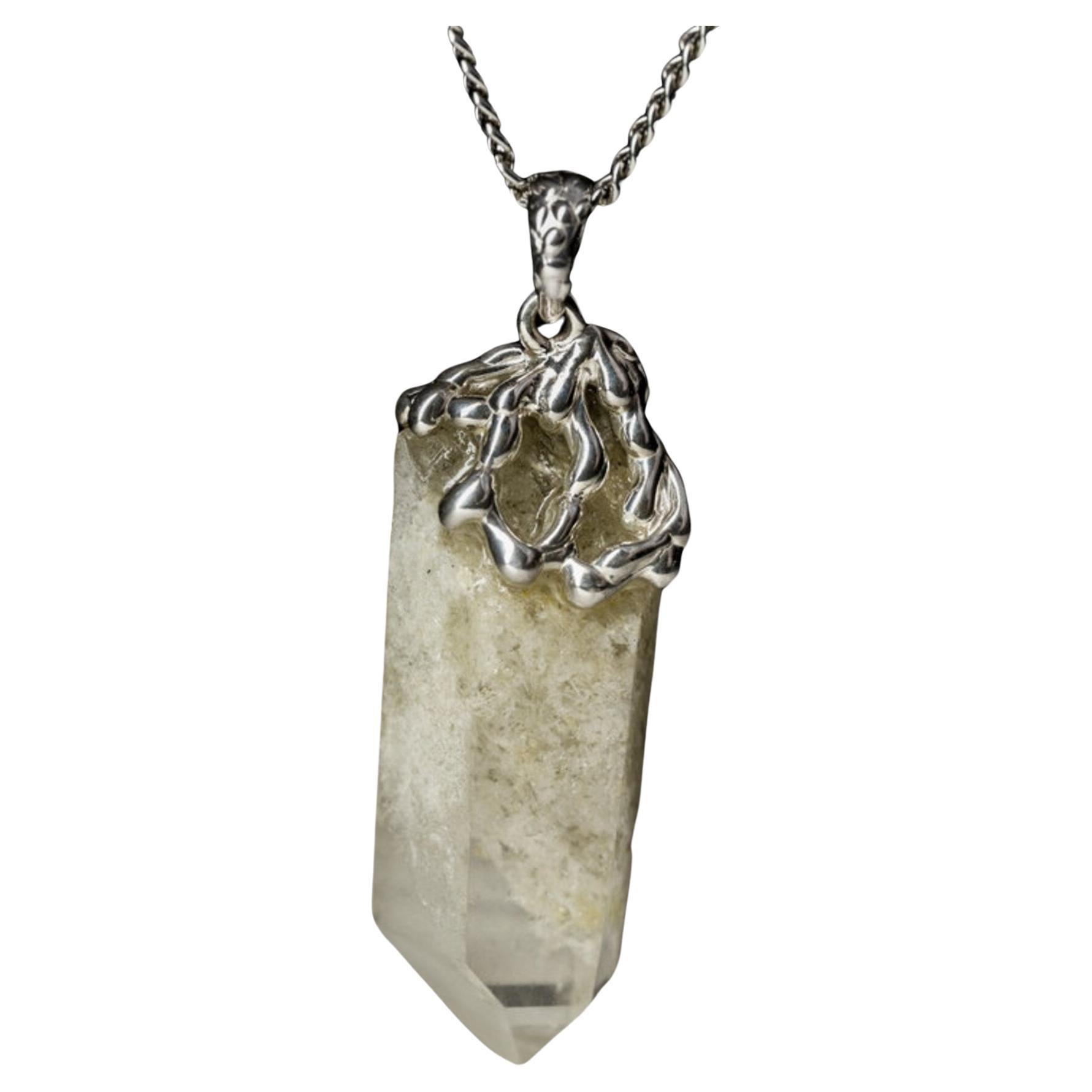 Raw Rock Crystal necklace natural gemstone Healing Jewelry gift for her idea