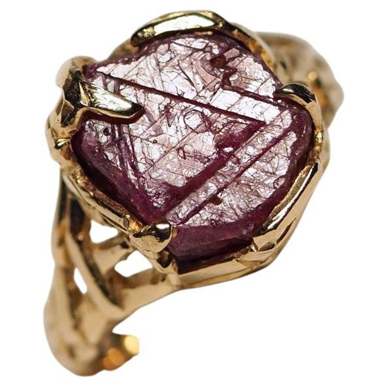 Raw Ruby Ring Crystal Gold Engagement Ring Unisex Jewelry For Sale at  1stDibs | rawness jewelry, uncut ruby ring, raw ruby engagement ring