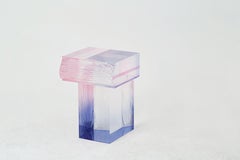 Pink and Blue Ombre Sunset Crystal Raw Side Contemporary Table by Saerom Yoon