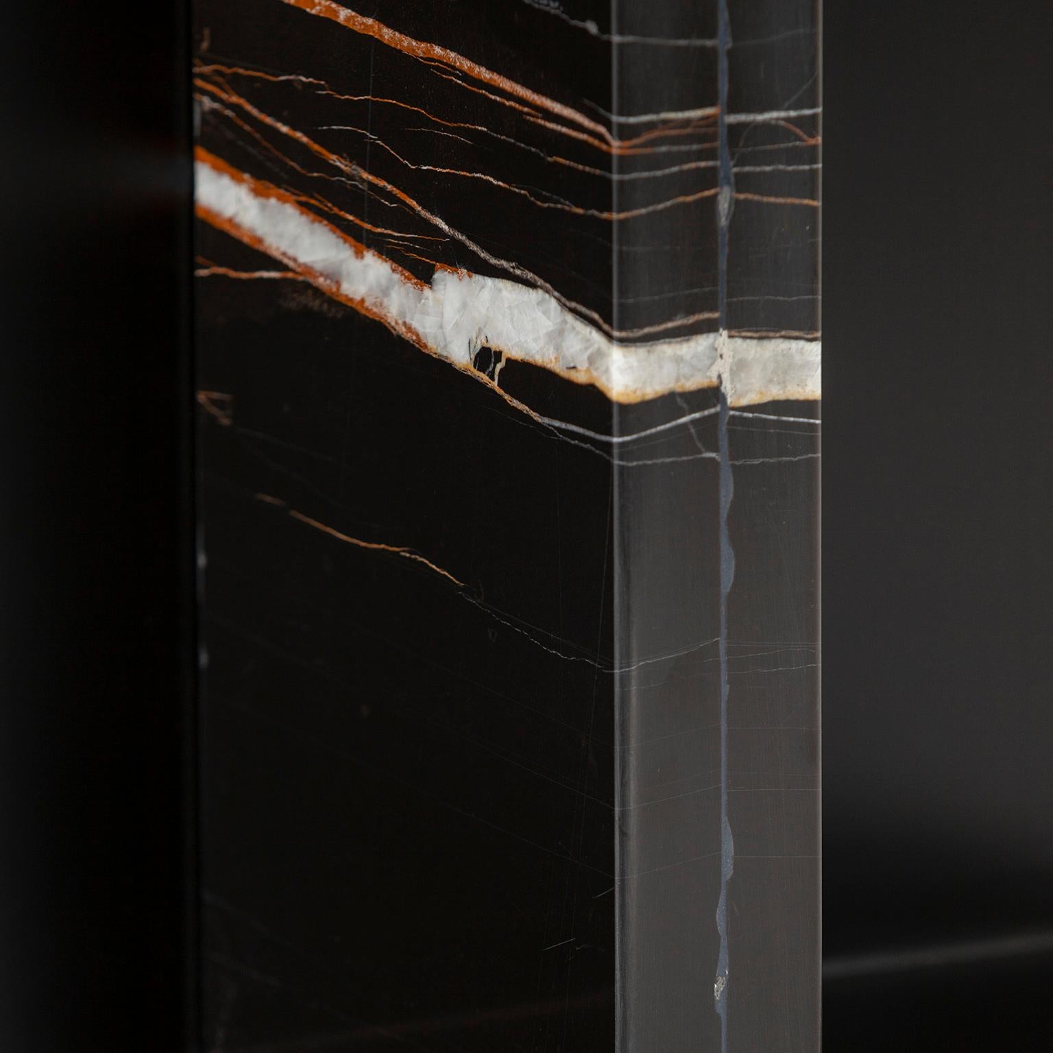 Modern Raw Side Table, Sahara Noir Marble, Handmade in Portugal by Greenapple For Sale 3
