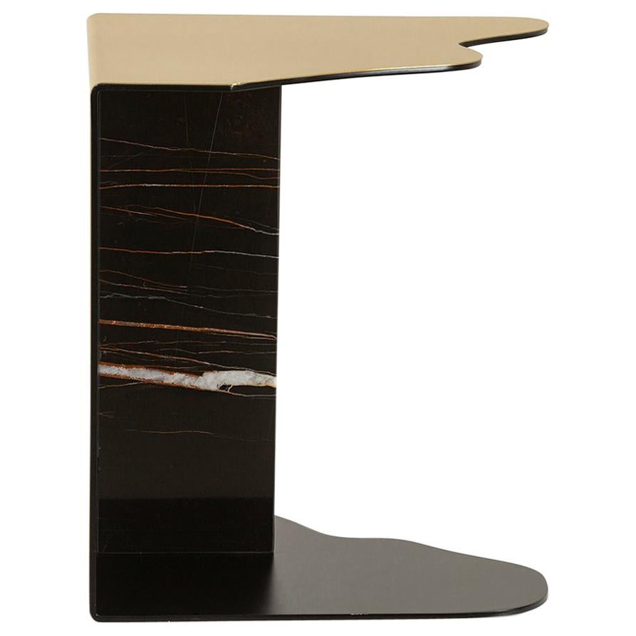 Modern Raw Side Table, Sahara Noir Marble, Handmade in Portugal by Greenapple
